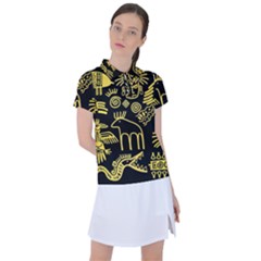 Golden Indian Traditional Signs Symbols Women s Polo Tee