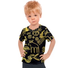 Golden Indian Traditional Signs Symbols Kids  Sports Tee