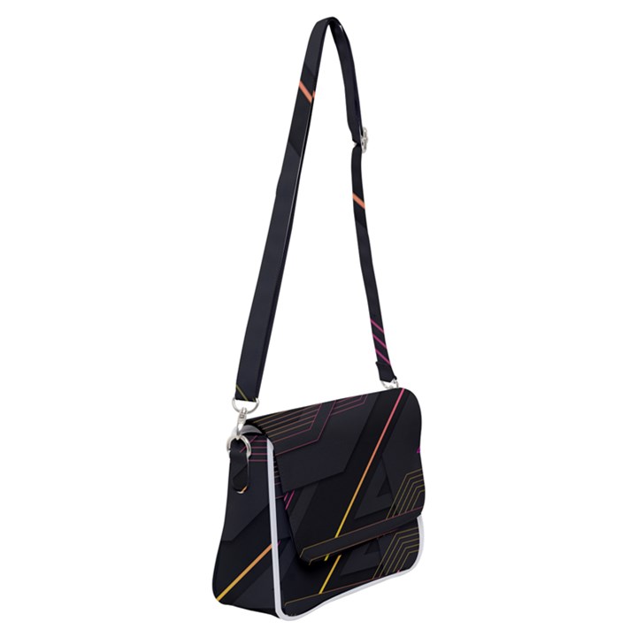 Gradient Geometric Shapes Dark Background Shoulder Bag with Back Zipper