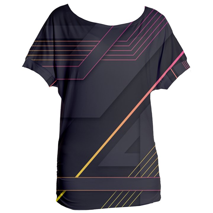 Gradient Geometric Shapes Dark Background Women s Oversized Tee