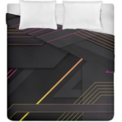 Gradient Geometric Shapes Dark Background Duvet Cover Double Side (king Size) by Vaneshart