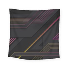 Gradient Geometric Shapes Dark Background Square Tapestry (small) by Vaneshart