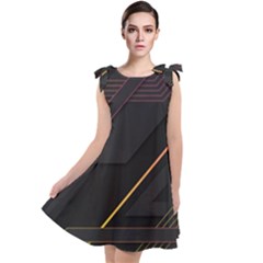 Gradient Geometric Shapes Dark Background Tie Up Tunic Dress by Vaneshart