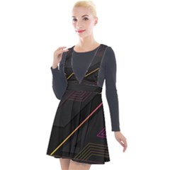 Gradient Geometric Shapes Dark Background Plunge Pinafore Velour Dress by Vaneshart