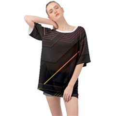 Gradient Geometric Shapes Dark Background Oversized Chiffon Top by Vaneshart