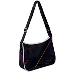 Gradient Geometric Shapes Dark Background Zip Up Shoulder Bag