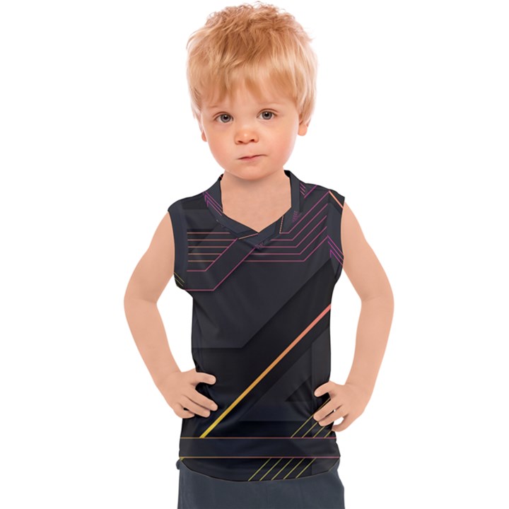 Gradient Geometric Shapes Dark Background Kids  Sport Tank Top