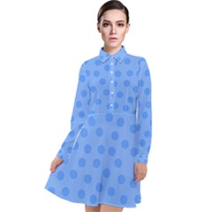 Dots With Points Light Blue Long Sleeve Chiffon Shirt Dress by AinigArt