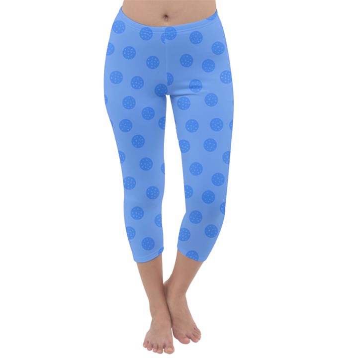 Dots With Points Light Blue Capri Winter Leggings 