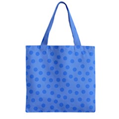 Dots With Points Light Blue Zipper Grocery Tote Bag by AinigArt