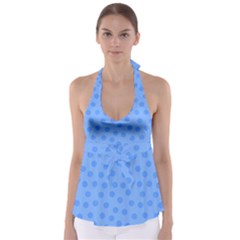 Dots With Points Light Blue Babydoll Tankini Top by AinigArt