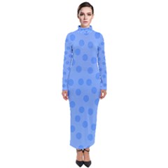 Dots With Points Light Blue Turtleneck Maxi Dress by AinigArt