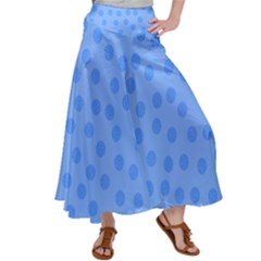 Dots With Points Light Blue Satin Palazzo Pants by AinigArt