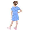 Dots With Points Light Blue Kids  Short Sleeve Velvet Dress View2