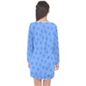 Dots With Points Light Blue Long Sleeve Chiffon Shift Dress  View2