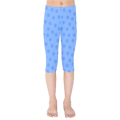 Dots With Points Light Blue Kids  Capri Leggings  by AinigArt