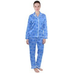 Dots With Points Light Blue Satin Long Sleeve Pyjamas Set