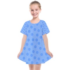 Dots With Points Light Blue Kids  Smock Dress