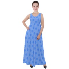 Dots With Points Light Blue Empire Waist Velour Maxi Dress by AinigArt