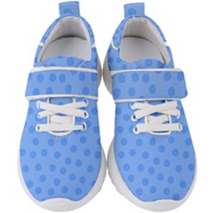 Dots With Points Light Blue Kids  Velcro Strap Shoes by AinigArt