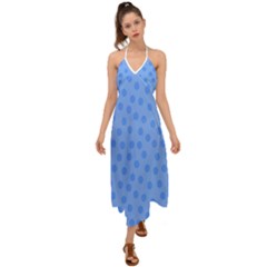 Dots With Points Light Blue Halter Tie Back Dress 