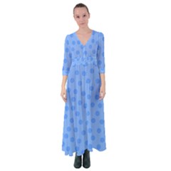 Dots With Points Light Blue Button Up Maxi Dress by AinigArt