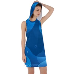 Abstract Classic Blue Background Racer Back Hoodie Dress