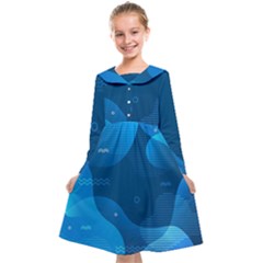 Abstract Classic Blue Background Kids  Midi Sailor Dress