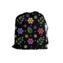 Embroidery Seamless Pattern With Flowers Drawstring Pouch (Large) View1