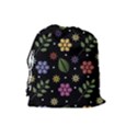 Embroidery Seamless Pattern With Flowers Drawstring Pouch (Large) View2