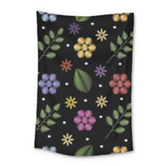 Embroidery Seamless Pattern With Flowers Small Tapestry by Vaneshart