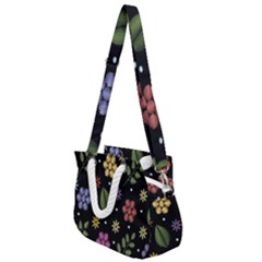 Embroidery Seamless Pattern With Flowers Rope Handles Shoulder Strap Bag by Vaneshart