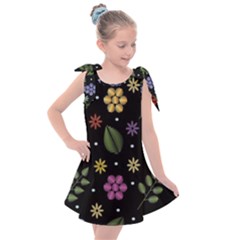 Embroidery Seamless Pattern With Flowers Kids  Tie Up Tunic Dress by Vaneshart