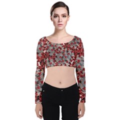 Covid 19 Velvet Long Sleeve Crop Top