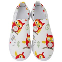 Seamless Pattern Vector Owl Cartoon With Bugs Men s Slip On Sneakers by Vaneshart