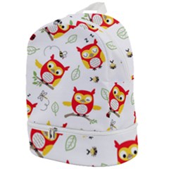 Seamless Pattern Vector Owl Cartoon With Bugs Zip Bottom Backpack