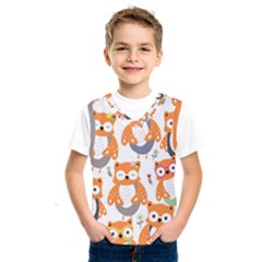 Cute Colorful Owl Cartoon Seamless Pattern Kids  Sportswear by Vaneshart