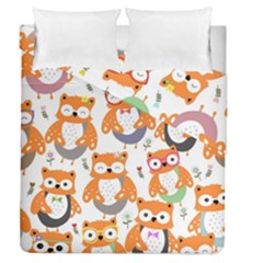 Cute Colorful Owl Cartoon Seamless Pattern Duvet Cover Double Side (queen Size) by Vaneshart