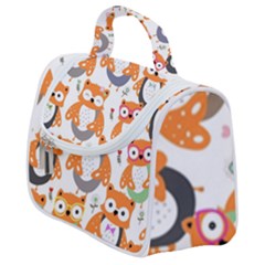 Cute Colorful Owl Cartoon Seamless Pattern Satchel Handbag by Vaneshart