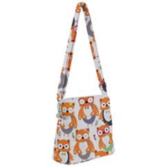 Cute Colorful Owl Cartoon Seamless Pattern Zipper Messenger Bag by Vaneshart