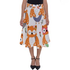 Cute Colorful Owl Cartoon Seamless Pattern Perfect Length Midi Skirt by Vaneshart