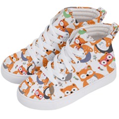 Cute Colorful Owl Cartoon Seamless Pattern Kids  Hi-top Skate Sneakers by Vaneshart