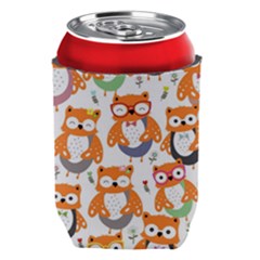 Cute Colorful Owl Cartoon Seamless Pattern Can Holder by Vaneshart