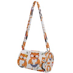 Cute Colorful Owl Cartoon Seamless Pattern Mini Cylinder Bag