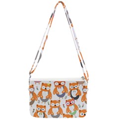 Cute Colorful Owl Cartoon Seamless Pattern Double Gusset Crossbody Bag