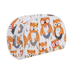 Cute Colorful Owl Cartoon Seamless Pattern Makeup Case (small)