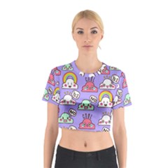 Cloud Seamless Pattern Cotton Crop Top by Vaneshart