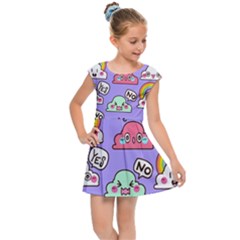 Cloud Seamless Pattern Kids  Cap Sleeve Dress