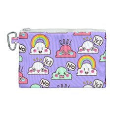 Cloud Seamless Pattern Canvas Cosmetic Bag (large)