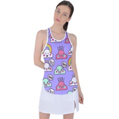 Cloud Seamless Pattern Racer Back Mesh Tank Top